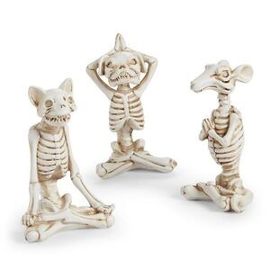 HOLIDAY LANE Halloween Set of Three Yoga Skeletons